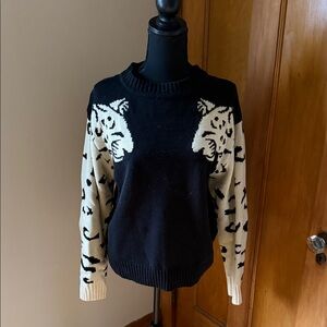 Amazon Black and Cream Cat Design Sweater
